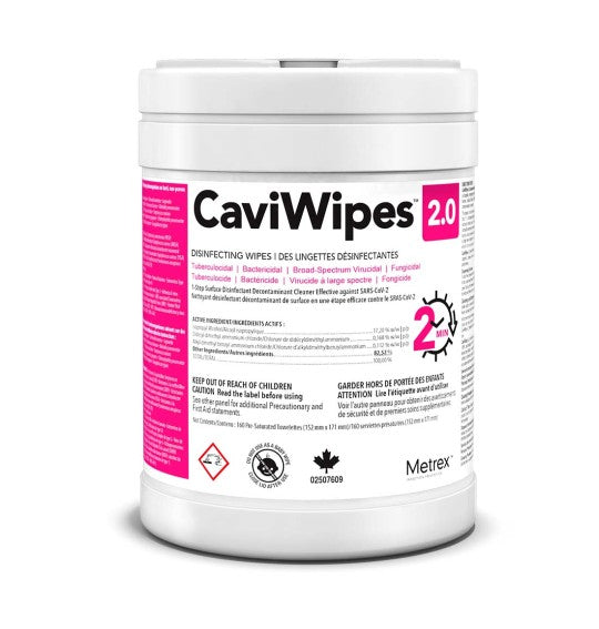 CaviWipes™ 2.0 Disinfectant Wipe; 9" x 12" (23 cm x 30.5 cm), 65/Canister