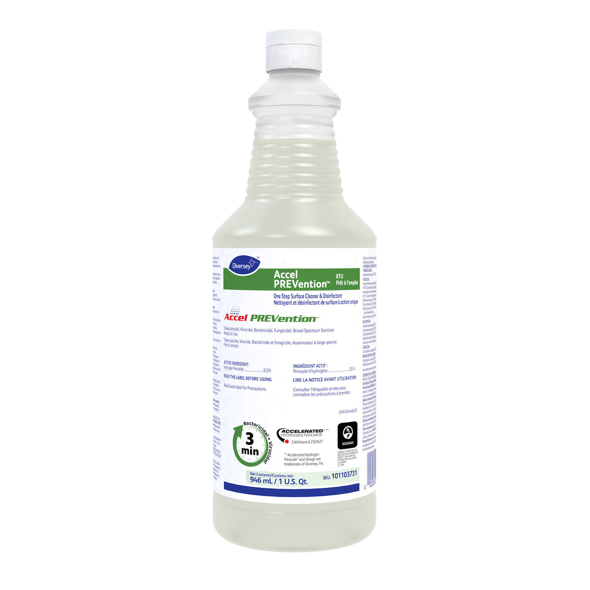 Accel PREVention™ Ready-to-use Disinfectant Cleaner with Hydrogen Peroxide, 3 Minutes; 946 mL, Ready to Use