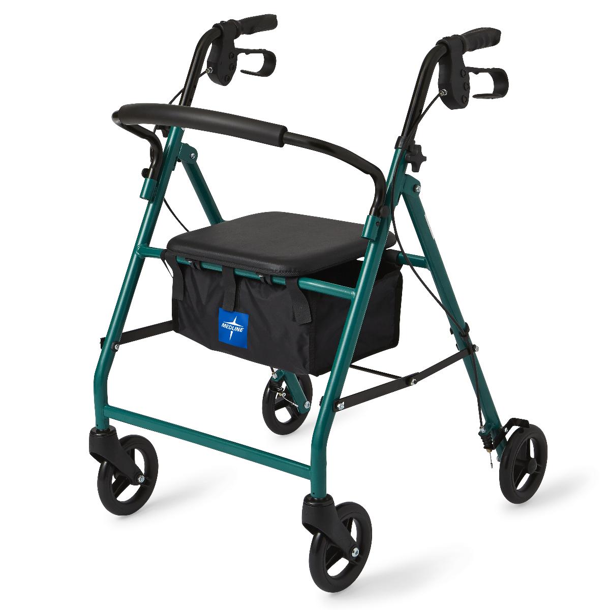 Medline Basic Rollator - Green, 6" Wheels