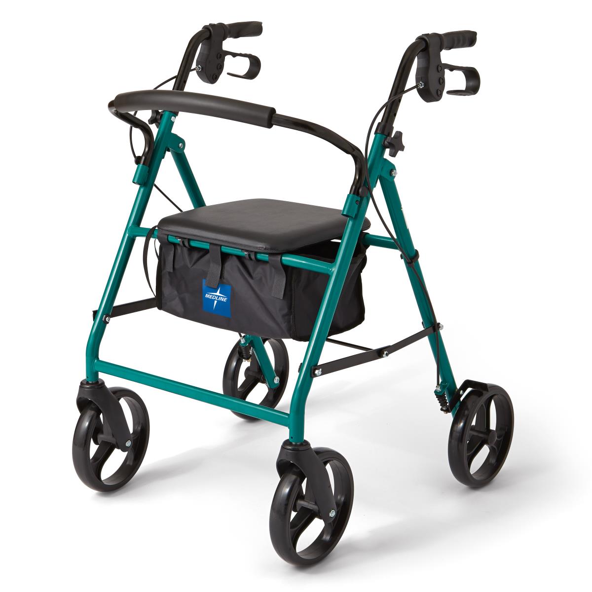 Medline Basic Steel Rollator - Green, 8" Wheels