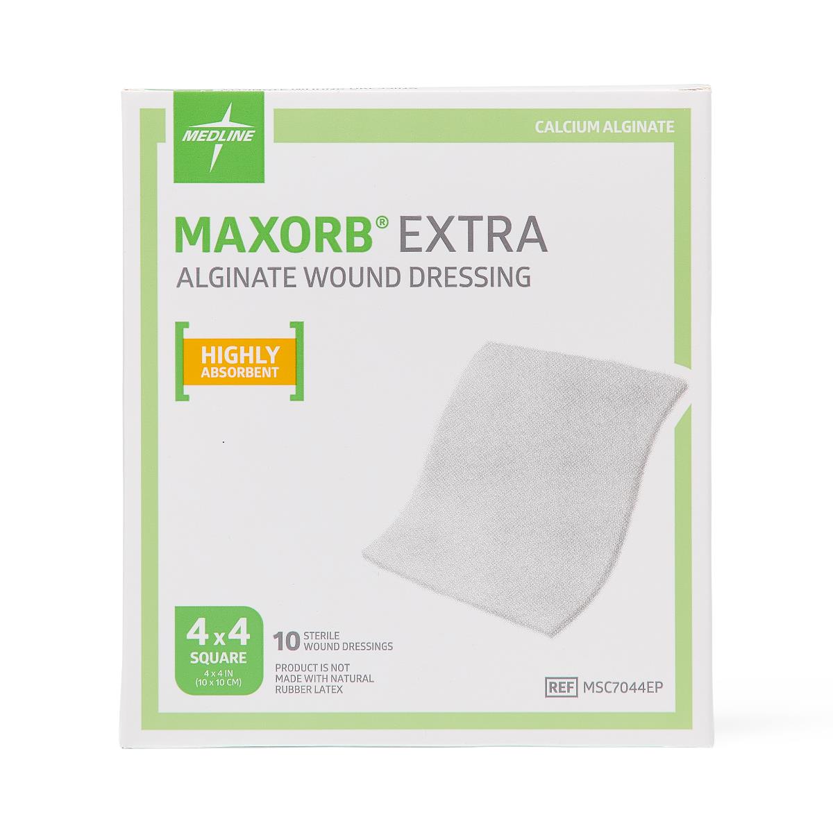Medline Maxorb® Ag Silver 100%-Calcium Alginate Dressing; 4" x 4" (10 cm x 10 cm)