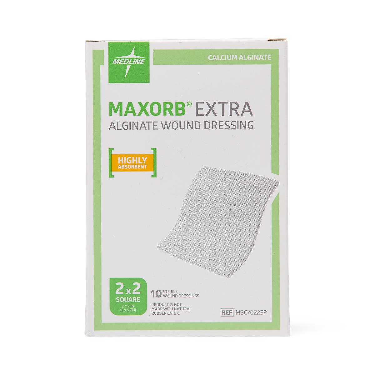 Medline Maxorb® Ag Silver 100%-Calcium Alginate Dressing; 2" x 2" (5 cm x 5 cm)