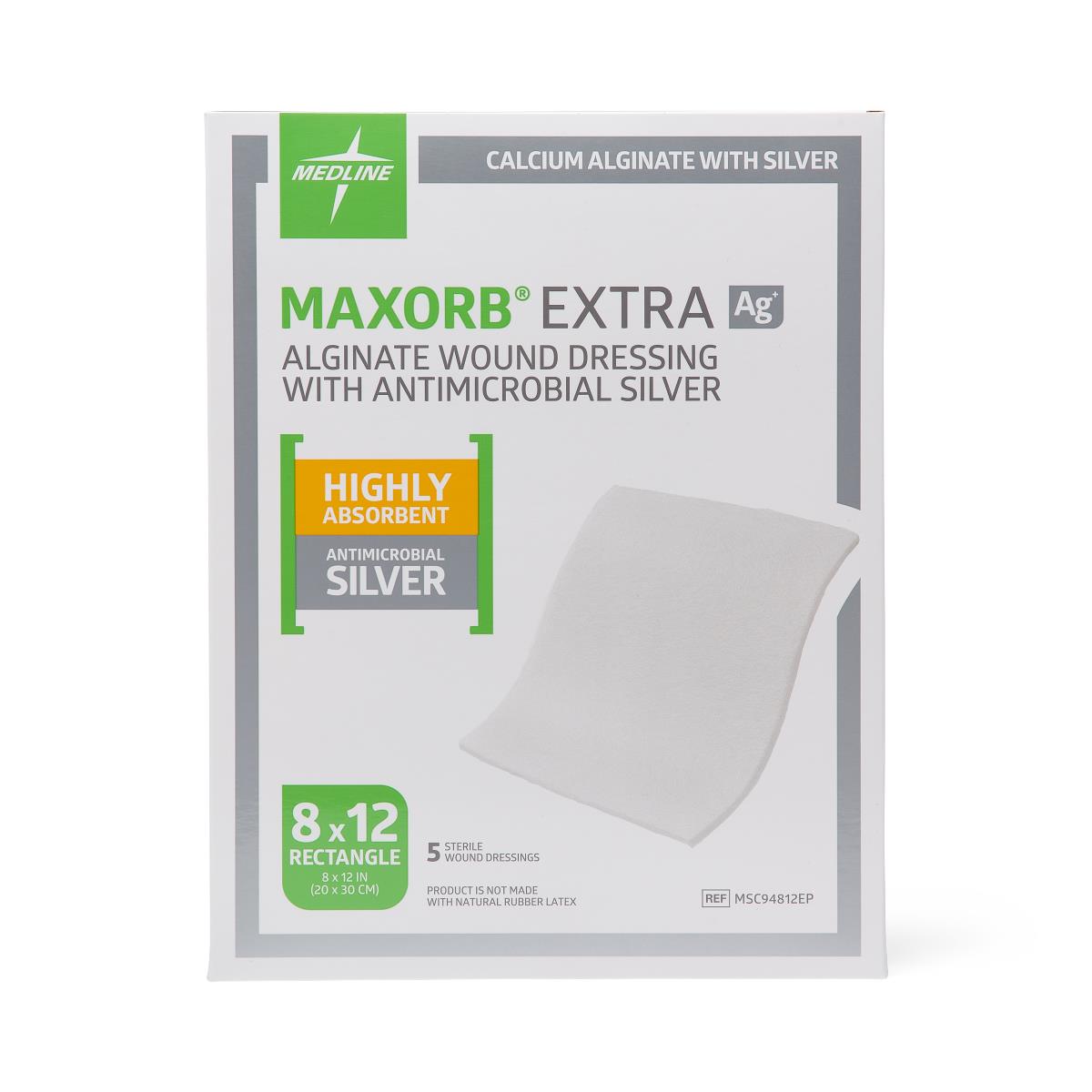 Medline Maxorb® Extra Ag Silver Alginate Dressing; 1" x 12" (2.5 cm x 30 cm)