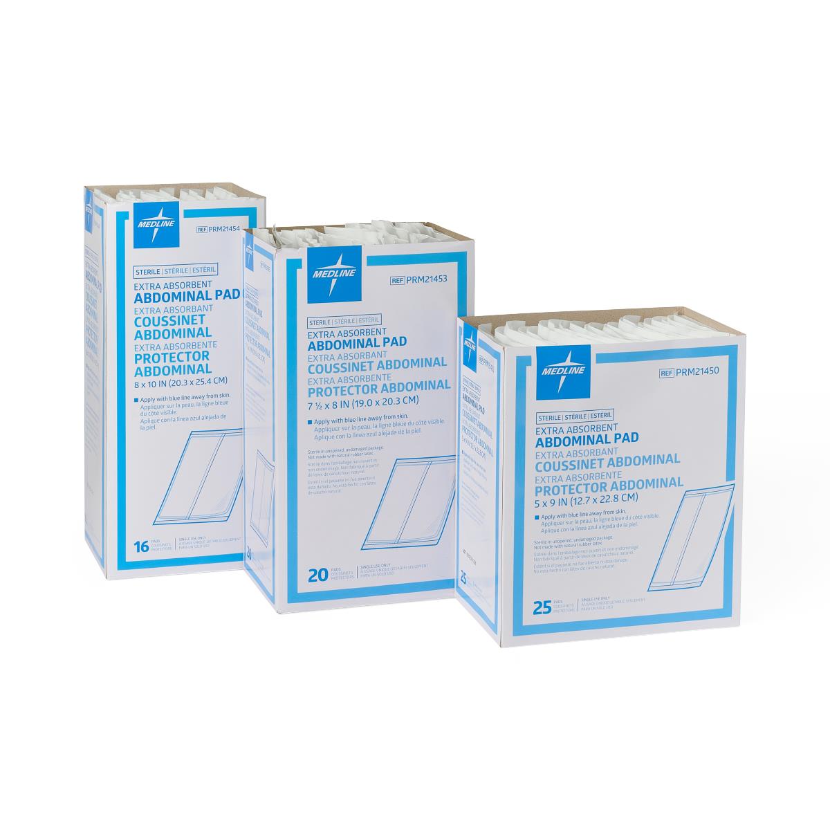 Medline Abdominal Pad; 5" x 9" (13 cm x 23 cm), Sterile
