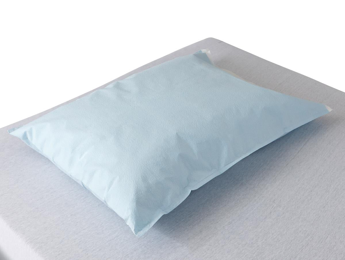 Medline Single-Use Tissue/Poly Pillowcase; 21" x 30" (53 cm x 76 cm), Blue