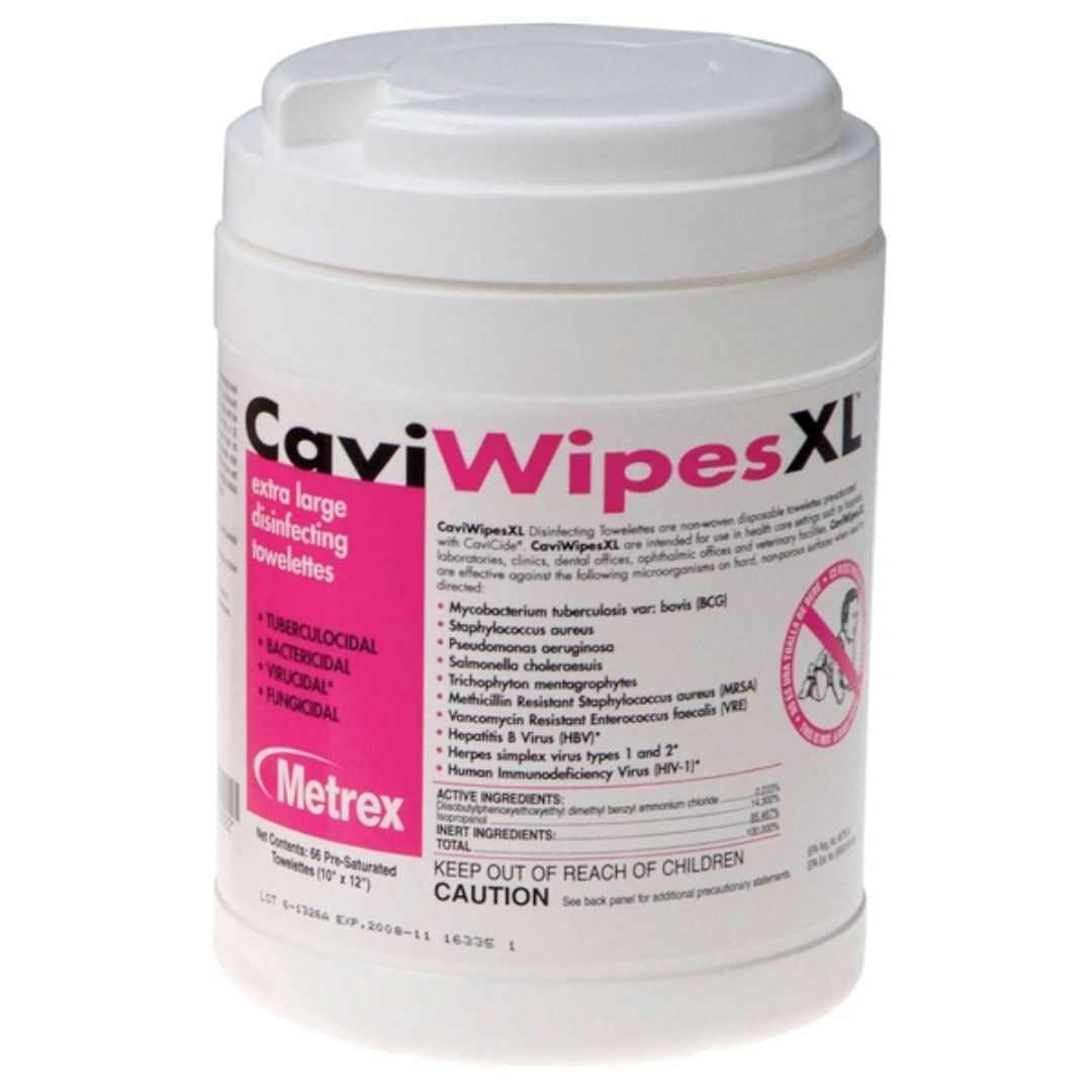 CaviWipes™ Surface Disinfectant Wipe; XL, 9" x 12" (23 cm x 30.5 cm), 65/Canister