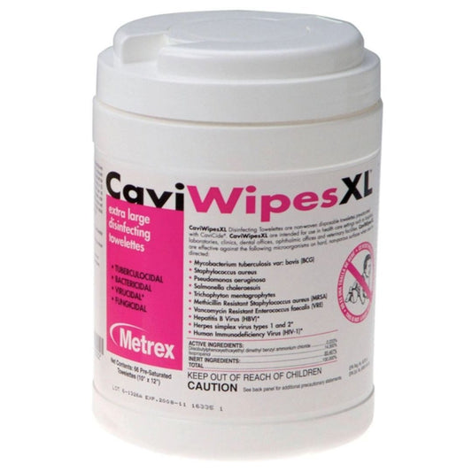 CaviWipes™ Surface Disinfectant Wipe; XL, 9" x 12" (23 cm x 30.5 cm), 65/Canister