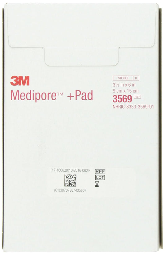 3M™ Medipore™ +Pad Sterile Porous Adhesive Dressing; 3.5" x 6" (9 cm x 15 cm)