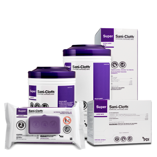 Super Sani-Cloth® Germicidal Disinfectant Wipe; 7.5" x 15" (19.05 cm x 38.1 cm), 65/Canister