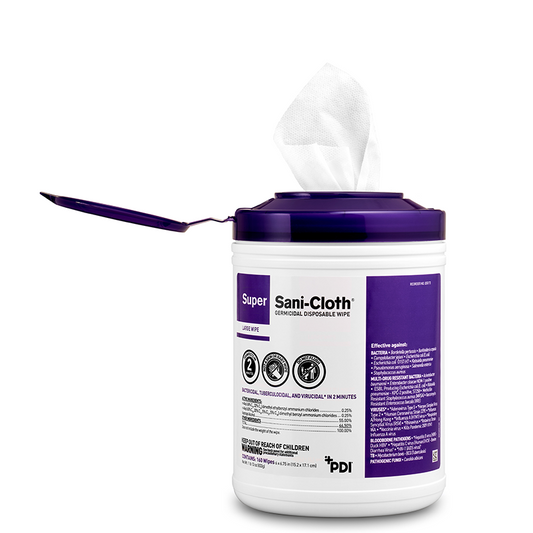Super Sani-Cloth® Germicidal Disinfectant Wipe; 6" x 7" (15 cm x 18 cm), 160/Canister