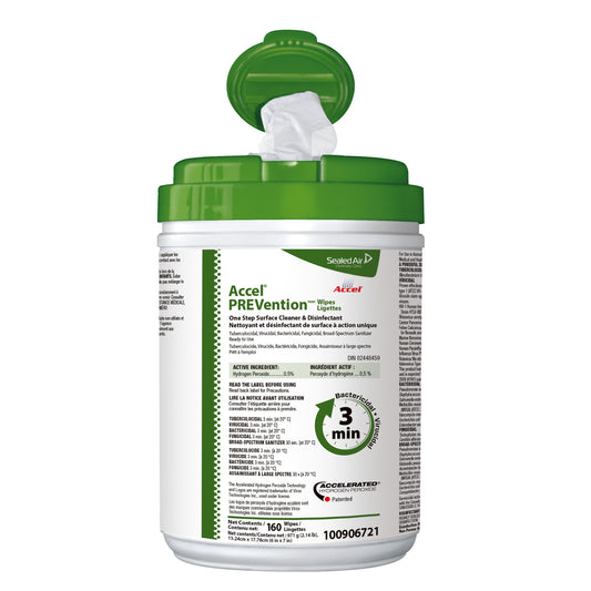 Accel Virox PREVention™ Disinfectant Wipe, 3 Minute; 6" x 7"(15 cm x 18 cm), 160/Canister