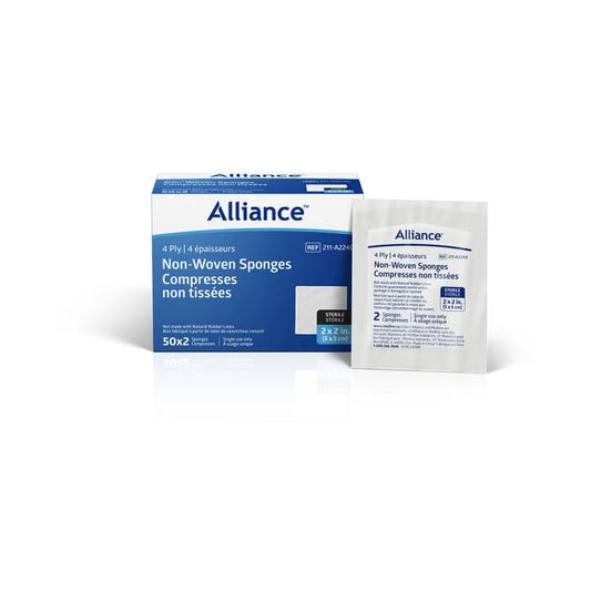Alliance™ Sterile Non-Woven Sponge, 4-Ply; 2" x 2" (5 cm x 5 cm), 2/pk