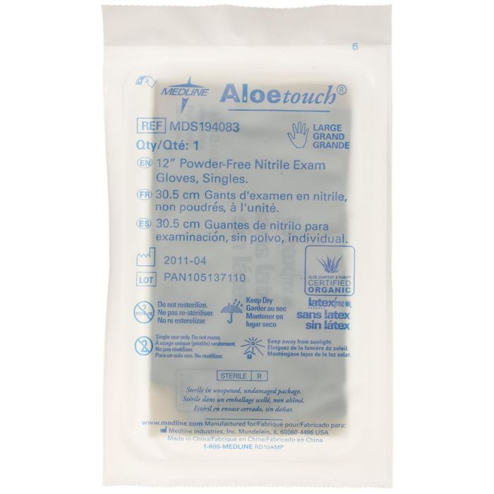 AloeTouch Sterile Powder-Free Nitrile Exam Glove, Extended Cuff, Green - Individual