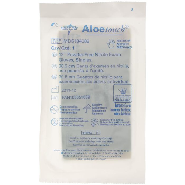 AloeTouch Sterile Powder-Free Nitrile Exam Glove, Extended Cuff, Green - Individual