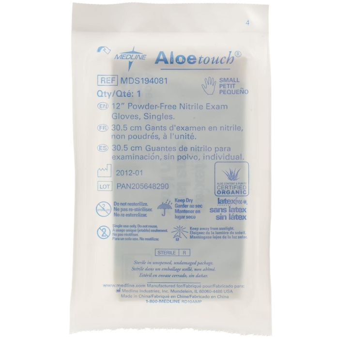 AloeTouch Sterile Powder-Free Nitrile Exam Glove, Extended Cuff, Green - Individual