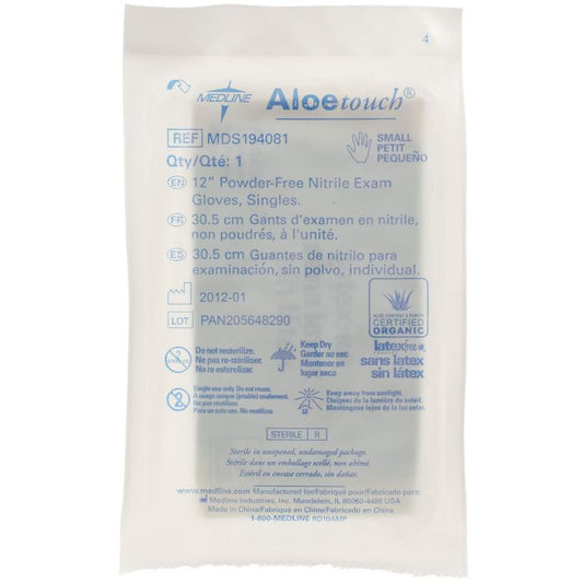 AloeTouch Sterile Powder-Free Nitrile Exam Glove, Extended Cuff, Green - Individual