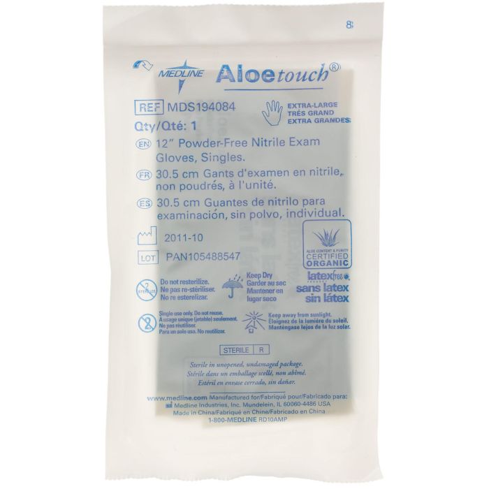 AloeTouch Sterile Powder-Free Nitrile Exam Glove, Extended Cuff, Green - Individual