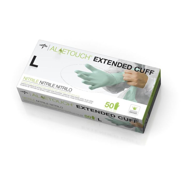 AloeTouch Powder-Free Nitrile Chemo Exam Glove, Extended Cuff, Green