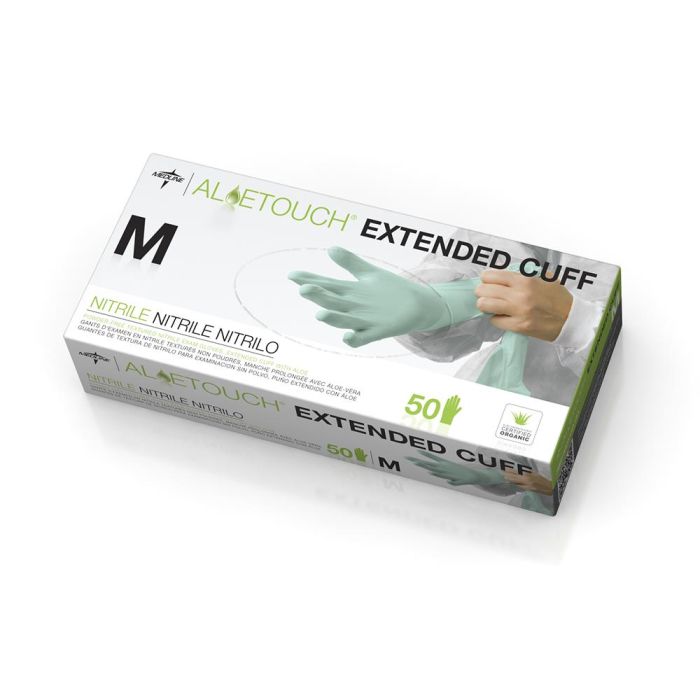 AloeTouch Powder-Free Nitrile Chemo Exam Glove, Extended Cuff, Green