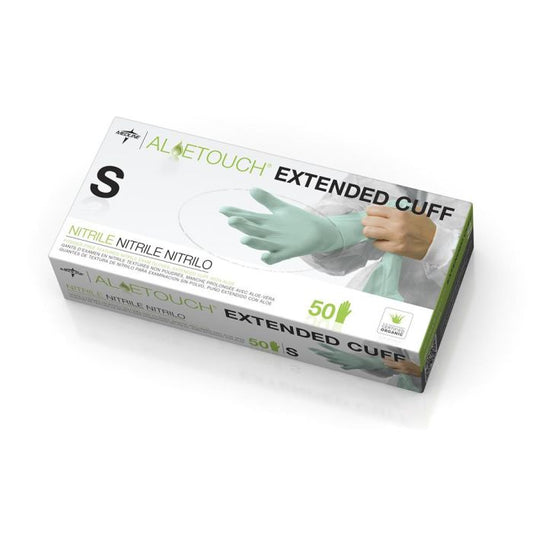 AloeTouch Powder-Free Nitrile Chemo Exam Glove, Extended Cuff, Green