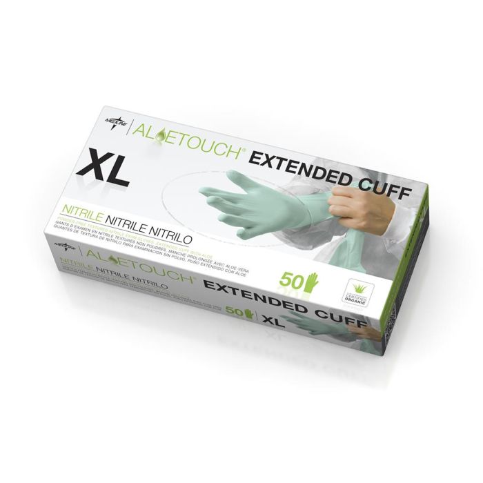 AloeTouch Powder-Free Nitrile Chemo Exam Glove, Extended Cuff, Green