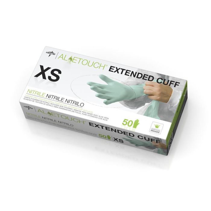 AloeTouch Powder-Free Nitrile Chemo Exam Glove, Extended Cuff, Green