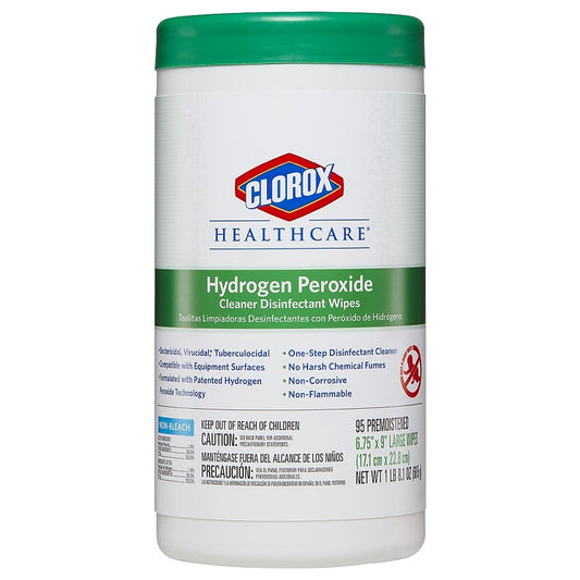 Clorox Healthcare® Hydrogen Peroxide Disinfectant Wipe; 7" x 9" (18 cm x 23 cm), 95/Canister