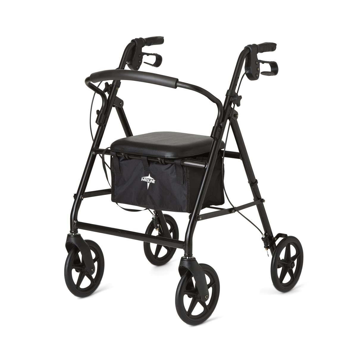 Medline Basic Steel Rollator - Black, 6" Wheels