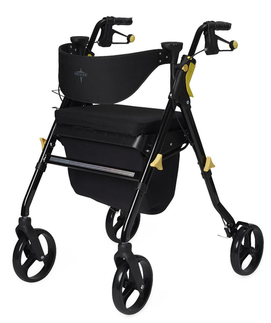 Medline Premium Empower Rollator - Black, 8" Wheels