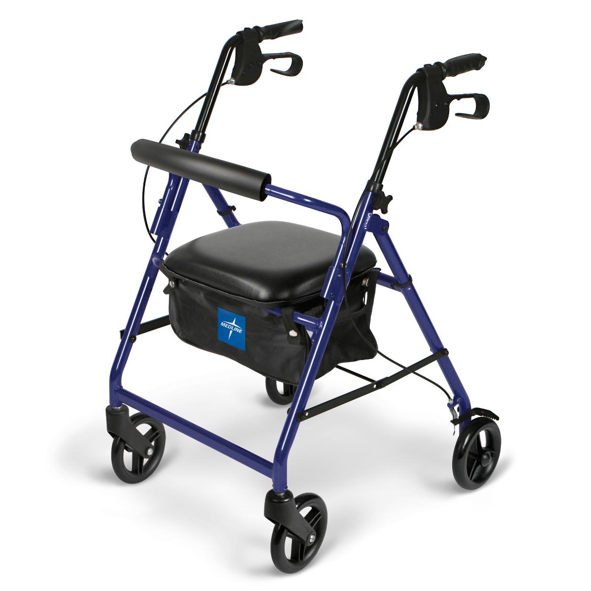 Medline Basic Rollator - Blue, 6" Wheels