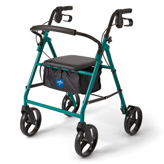 Medline Basic Steel Rollator - Green, 8" Wheels