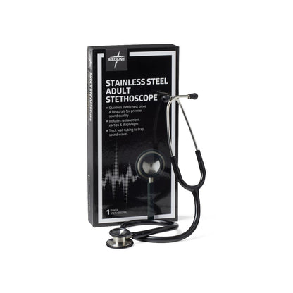 Medline Elite Dual-Head Stainless-Steel Stethoscope, 22" (56 cm)