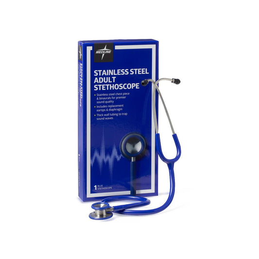 Medline Elite Dual-Head Stainless-Steel Stethoscope, 22" (56 cm)