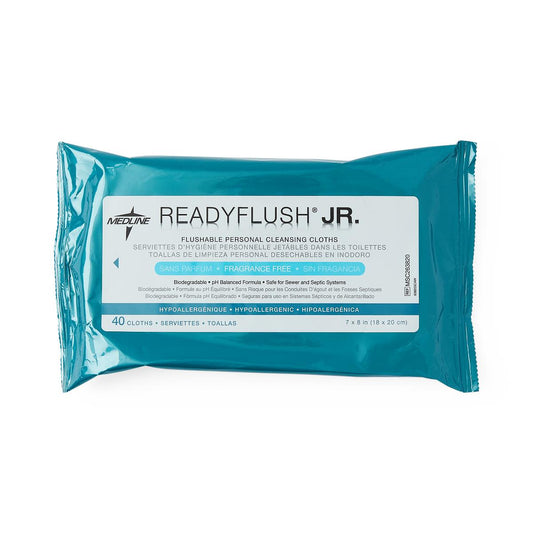 Medline ReadyFlush Biodegradable Flushable Wipes, 7" x 8"