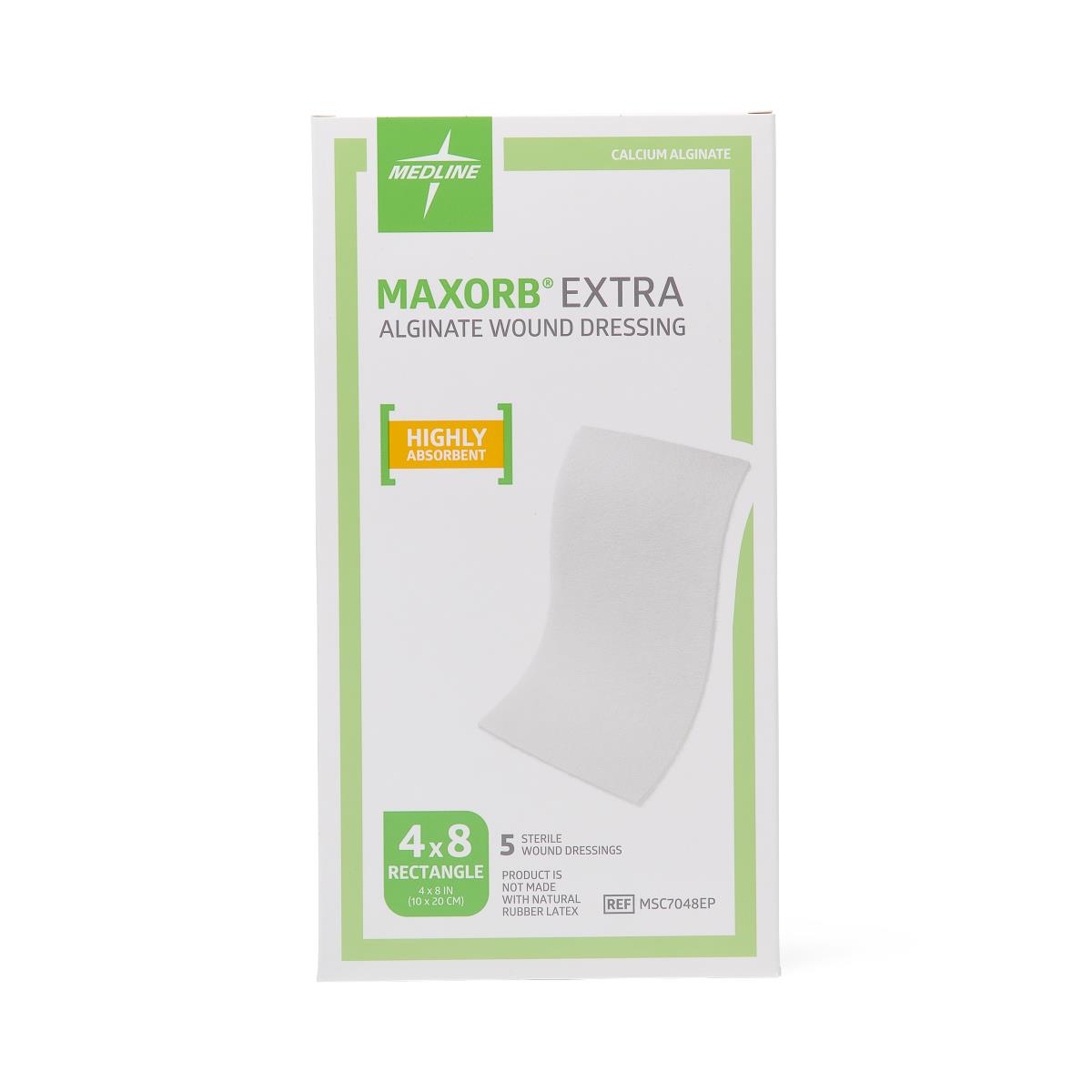 Medline Maxorb® Ag Silver 100%-Calcium Alginate Dressing; 4" x 8" (10 cm x 20 cm)