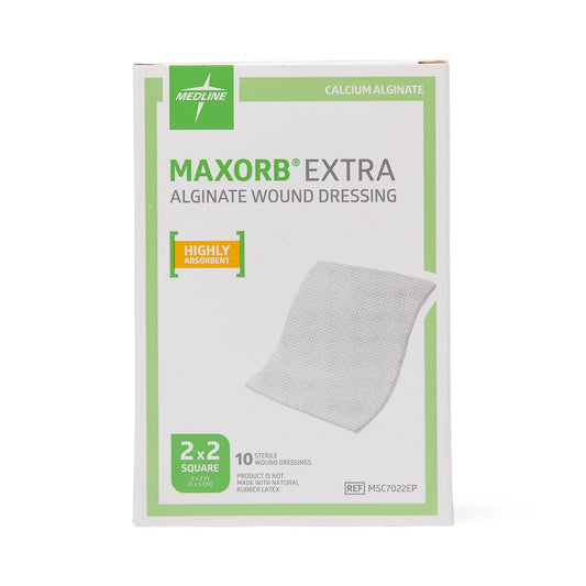 Medline Maxorb® Ag Silver 100%-Calcium Alginate Dressing; 2" x 2" (5 cm x 5 cm)