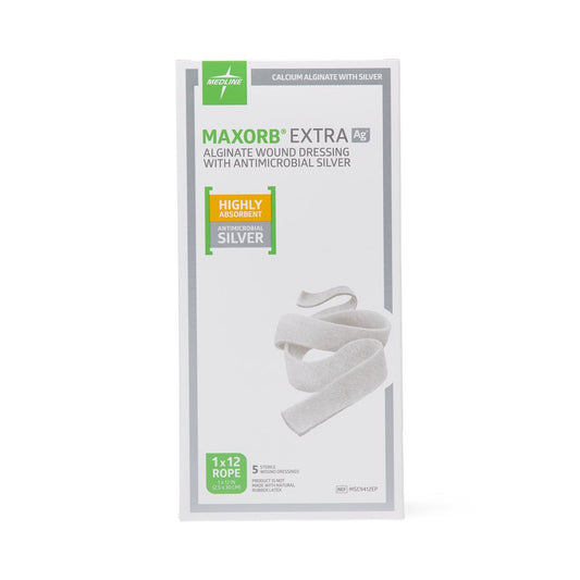 Medline Maxorb® II Ag Silver 100%-Calcium Alginate Dressing; 1" x 12" (2.5 cm x 30.5 cm)