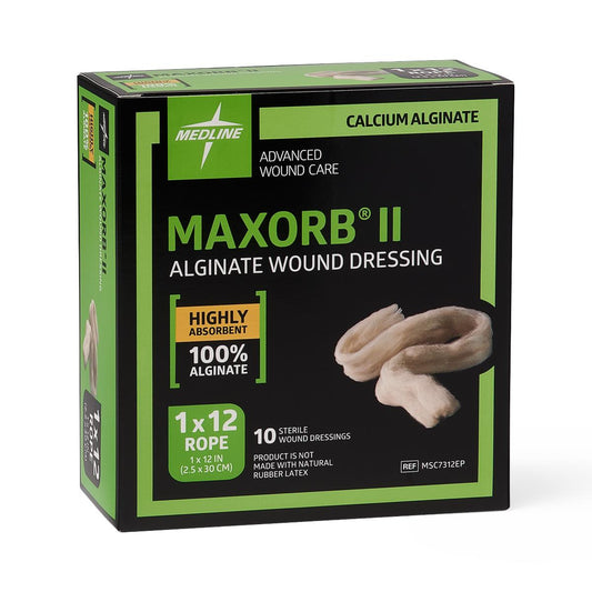 Medline Maxorb® II Calcium Alginate Dressing; 0.75" x 12" (2 cm x 30 cm), Rope