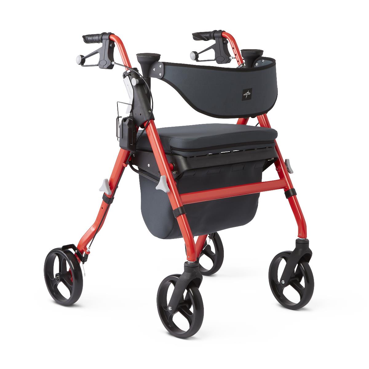 Medline Premium Empower Rollator - Red with Microban-Treated Touch Points