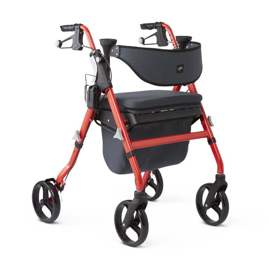 Medline Premium Empower Rollator - Red with Microban-Treated Touch Points