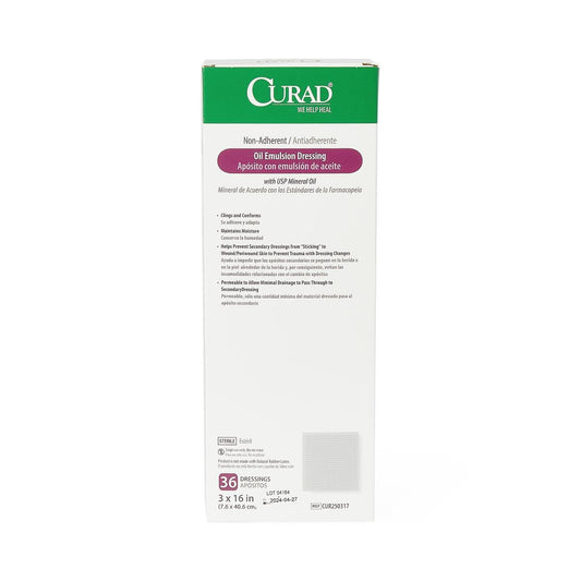 CURAD® Non-Adherent Oil Emulsion Dressing; 3" x 8" (7.5 cm x 20 cm)