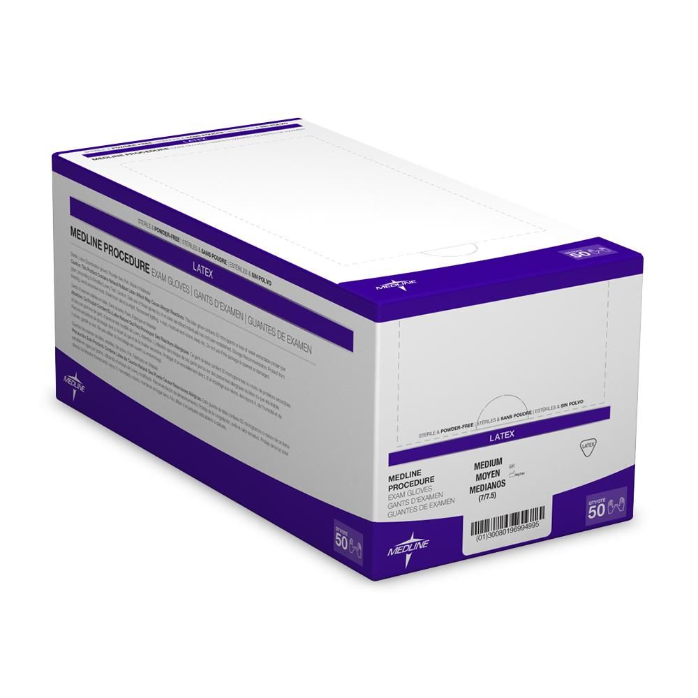 Medline Sterile Latex Exam Glove, Beige