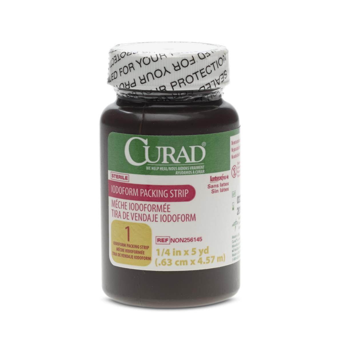 CURAD® Sterile 100%-Cotton Iodoform Gauze Strip; 0.25" x 5 yd. (0.6 cm x 4.6 m)